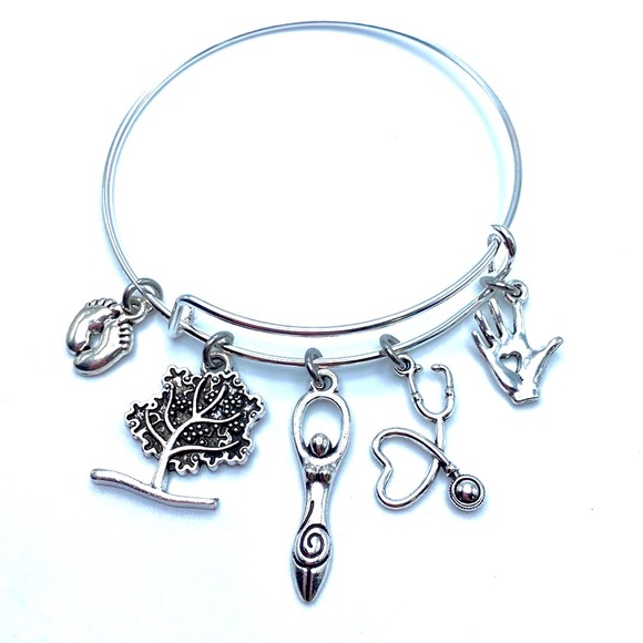 Midwife Bracelet Doula Bangle Charms - Picture 1 of 7